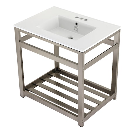 VWP3122W4A8 31 Ceramic Console Sink (4,3-Hole),White/Brushed Nickel
